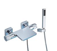 Rubinetto miscelatore moderno per vasca da bagno a cascata per vasca da bagno, set di rubinetti a doppia leva con soffione doccia portatile, miscelatore per vasca da bagno, rubinetti da parete - nero