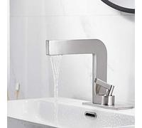 Rubinetto miscelatore monoblocco in ottone a cascata, monocomando | Cartuccia a disco in ceramica, aeratore anti spruzzi, sotto vasche, guardaroba, vanità, estremità flessibili