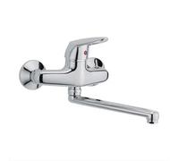 RUBINETTO MISCELATORE MONOCOMANDO GRUPPO LAVELLO A MURO OTTONE CROMATO CM. 25