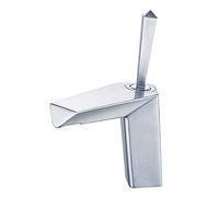 Rubinetto miscelatore monocomando in ottone a cascata, montaggio su piano | Cartuccia a disco in ceramica, aeratore senza schizzi, sottolavello, guardaroba o vanità, estremità flessibili