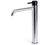 Rubinetto Miscelatore Monocomando Lavabo Alto in Acciaio Inox Satinato Maniglia