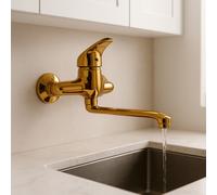 Rubinetto Miscelatore Monocomando Lavello Cucina in Ottone Dorato Oro