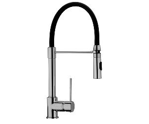 Rubinetto Miscelatore monoforo per lavello cucina Piralla serie Essenza con bocca in silicone orientabile doccia due getti 0ES00583A16 cromato