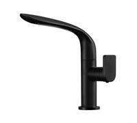 Rubinetto miscelatore nero girevole a 360° per acqua calda e fredda, design moderno a basso profilo per cucina e bagno
