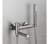 Rubinetto miscelatore per doccia a parete, girevole a 90°, con soffione e tubo flessibile, massimo comfort e stile per il tuo bagno, finitura grigia.