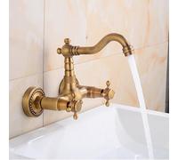 Rubinetto Miscelatore per Lavabo A Parete Rubinetti per Lavabo da Bagno Antichi Rubinetto A Parete Vittoriano A 2 Fori Rubinetti per Lavabo Tradizionali In Ottone per Bagno Acqua Calda E Fredda-A