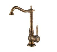 Rubinetto miscelatore per lavabo ad arco alto in ottone anticato | Bocca girevole a 360° e design a leva singola | Rubinetto per lavabo da bagno