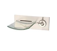 Rubinetto miscelatore per lavabo da bagno con cascata di montaggio a parete nascosto in ottone, rubinetto per lavabo con cambio di colore nichel spazzolato per lavelli di roulotte e case (Brushed