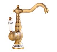 Rubinetto miscelatore per lavabo da bagno, girevole a 360°, maniglia singola, design ad arco alto, stile antico, acqua calda e fredda, ideale per bagni moderni e vintage