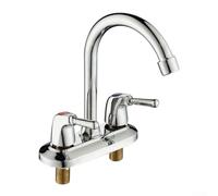 Rubinetto miscelatore per lavabo da bagno in ottone, 2 fori a doppia maniglia, rubinetto per lavello con controllo dell'acqua calda e fredda, finitura cromata moderna lavabo e miscelatore doccia