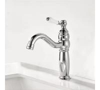 Rubinetto miscelatore per lavabo da bagno in stile vintage, cromato, con beccuccio girevole, design corto per un facile utilizzo, ideale per bagni moderni e classici