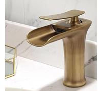 Rubinetto miscelatore per lavabo da bagno nero retrò ad arco alto Rubinetto a cascata con maniglia singola per acqua calda e fredda Full Copper Design Bacino alto Installazione a foro singolo