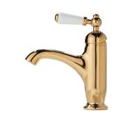 Rubinetto miscelatore per lavabo, in ottone retrò, leva singola per acqua calda/fredda, tubi standard UK, finitura anticata, ideale per l'installazione del lavandino