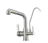 Rubinetto miscelatore per lavello da cucina a 3 vie con soffione estraibile girevole a 360° doppia maniglia design in ottone moderno rubinetto da cucina nero per una facile pulizia e un uso versatile.