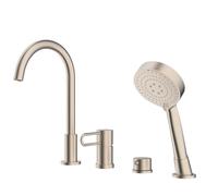Rubinetto miscelatore per vasca da bagno a 4 fori con leva singola, 3 modalità, soffione doccia e tubo, elegante e funzionale, per docce e vasche da bagno moderne