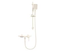 Rubinetto Miscelatore per Vasca E Doccia A Parete con Doppia Uscita Cascata Asta Doccia Regolabile In Altezza 4 Modalità Colore Bianco Crema