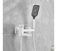 Rubinetto Miscelatore per Vasca E Doccia Rubinetto A Parete Miscelatore Bianco per Bagno con Doccetta Rubinetto Girevole A 90 Gradi Rubinetto Monocomando per Vasca
