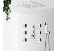 Rubinetto miscelatore termostatico a pioggia a LED, 3 vie, per bagno, doccia, massaggi, idromassaggio, vasca da bagno, doccia, set da 25,4 cm (set da 20,3 cm)