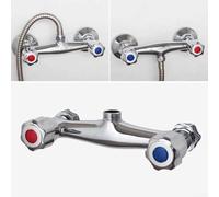 Rubinetto miscelatore termostatico per doccia cromato, design a barra, doppia uscita, corpo in ottone, valvola in rame con anti reflusso