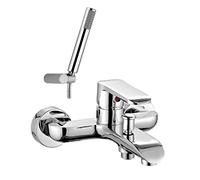 Rubinetto Miscelatore Vasca da Bagno con doccetta, Flessibili e Supporto Doccia, in Ottone Cromato, Serie Dalila (Rubinetto per Vasca con doccetta)
