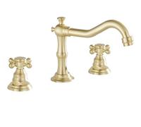 Rubinetto miscelatore vintage a 3 fori per lavabo a doppia maniglia diffuso per lavabo bagno rubinetto per vasca da bagno, montaggio su piano, 8 pollici, 2 maniglie, 3 fori, rubinetto per vasca da