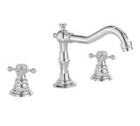 Rubinetto miscelatore vintage a 3 fori per lavabo a doppia maniglia diffuso per lavabo da bagno rubinetto per vasca da bagno, montaggio su piano, 20,3 cm, 2 maniglie e 3 fori, rubinetto cromato