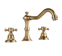 Rubinetto miscelatore vintage a 3 fori per lavabo a doppia maniglia diffuso per lavabo da bagno rubinetto per vasca da bagno, montaggio su piano, 20,3 cm, 2 maniglie, 3 fori, rubinetto per vasca da
