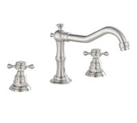 Rubinetto miscelatore vintage a 3 fori per lavabo a doppia maniglia diffuso per lavandino e vasca da bagno, montaggio su piano, 8 pollici, 2 maniglie, 3 fori, rubinetto per vasca da bagno nichel