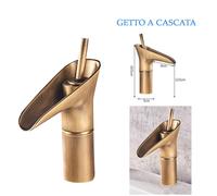 Rubinetto miscelatore cascata ottone canna bassa bagno vintage becco DR T2021