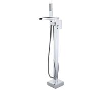Rubinetto Moderno autoportante in Ottone Nero per Vasca da Bagno con doccetta a Mano, Miscelatore a Pavimento per Un Arredamento Elegante.