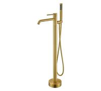 Rubinetto Moderno Autoportante per Vasca da Bagno Miscelatore Monocomando per Vasca da Bagno Rubinetto Autoportante per Vasca da Bagno Girevole A 360° Finitura Oro Spazzolato Rubinetto Miscelatore P