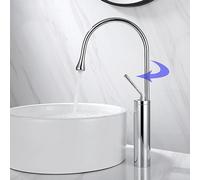 Rubinetto moderno e di lusso per lavabo con braccio girevole a 360° e design a goccia d'acqua, miscelatore universale in ottone per lavabo monocomando facile da usare, ideale per un arredamento