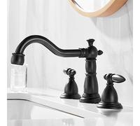 Rubinetto moderno for lavabo da bagno in ottone a 3 fori con due maniglie miscelatore for acqua calda fredda for lavabo mobiletto(Black)