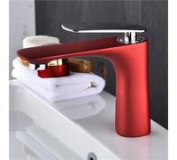 Rubinetto moderno for lavabo da bagno in ottone con miscelatore for acqua calda fredda rubinetto durevole for lavello domestico(Red,Short)