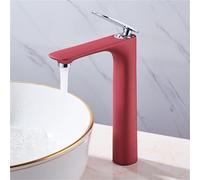 Rubinetto moderno for lavabo da bagno in ottone con miscelatore for acqua calda fredda rubinetto durevole for lavello domestico(Red,Tall)