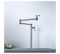 Rubinetto moderno for montaggio su ponte, rubinetto riempitivo for pentole pieghevole alto da cucina 2 maniglie con doppio braccio oscillante estensibile for stufa in ottone,Chrome(Chrome)