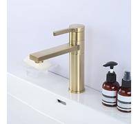 Rubinetto moderno spazzolato el per lavandino del bagno, rubinetto miscelatore a foro singolo, rubinetto per lavabo dell'acqua calda e fredda per bagni contemporanei e design slish