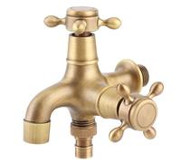 Rubinetto Monocomando a Parete in Rame, 1/2 Pollice, Stile Retrò Americano, Finitura Spazzolata Antica, Oro, per Lavatrice, Bagno, Giardino e Piscina