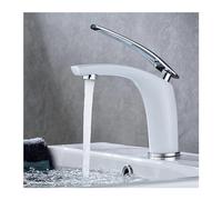 Rubinetto monocomando bianco per lavandino del bagno, in ottone resistente, facile installazione, design moderno, perfetto per uso domestico e ufficio