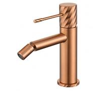 Rubinetto monocomando per bidet, oro rosa spazzolato, rame PVD, con aeratore orientabile a 30°, miscelatore per acqua fredda e calda, corpo in ottone, design moderno per bagno e tubi da 3/8"