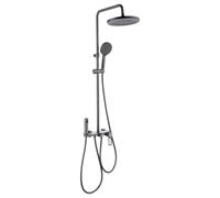 Rubinetto Monocomando per Colonna Doccia, 4 in 1,Grigio Canna di Fucile | Colonna Doccia con Rubinetto per La Vasca da Bagno, Gruppo Doccia con Soffione, Distanza Fori Regolabile: 13,5-16,5cm