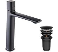 Rubinetto monocomando per lavabo da appoggio Laveo Tores, nero
