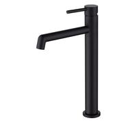 Rubinetto monocomando per lavabo OSL BLACK design alto stilizzato e arrotondato, in ottone e finitura nera opaca, con guarnizioni e cartuccia