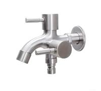 Rubinetto multifunzione per lavatrice con 1 ingresso e 2 uscite, doppia uscita dell'acqua per lavello, mocio e lavanderia, struttura in lega, argento/nero (argento)