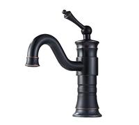 Rubinetto nero antico per lavabo in rame caldo e freddo girevole retrò finitura spazzolata sopra il bancone medie dimensioni ideale per un elegante aggiornamento del bagno