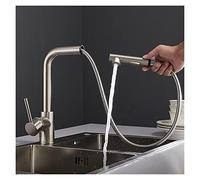 Rubinetto orientabile rubinetto in ottone spazzolato nichel alto arco ad alto forno rubinetto rubinetto estraibile rotazione spray miscelatore miscelatore(Nickel)