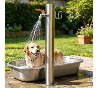 Rubinetto per Acqua da Giardino a Colonna d'Acqua Esterna, Idrante da Giardino in Acciaio Inossidabile 304 a Prova di Gelo per il Bagno degli Animali Domestici nel Cortile(A,Height: 50cm/19.7in)