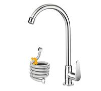 Rubinetto per acqua fredda, con cuscinetto a sfera in acciaio inox, rubinetto da cucina a foro singolo, rubinetto per acqua fredda per cucina, esterno, giardino e bar con tubo e tubo filettato più