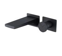 Rubinetto per Bagno a Parete in Ottone di Lusso - Rubinetto per lavabo a Doppio Comando Caldo-Freddo a 2 Fori con Maniglia Singola (Nero Opaco)