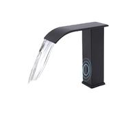 Rubinetto per bagno con sensore a infrarossi, rubinetto automatico da bagno, senza contatto, miscelatore per lavabo a induzione, rubinetto con sensore, altezza erogatore 145 mm (nero)